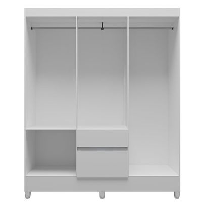 Guarda-Roupa Casal Bartira New Brusque 6 Portas 2 Gavetas Pintura UV Branco