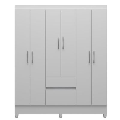 Guarda-Roupa Casal Bartira New Brusque 6 Portas 2 Gavetas Pintura UV Branco