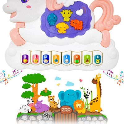 Teclado Piano Musical Bebe Brinquedo Infantil Divertido Som De Animais Unicornio