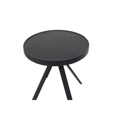 Mesinha Lateral Com Tampo Liso De Alumínio - Variação Marrom E Preto Preto