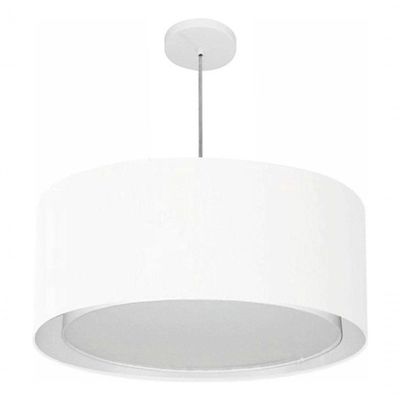 Lustre Pendente Cilíndrico Duplo Vivare Md-4298 Cúpula Em Tecido 60x30cm - Bivolt Branco 127/220v