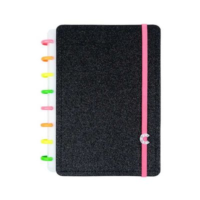 CADERNO A5 LETS GLITTER NEON BLACK CADERNO INTELIGENTE