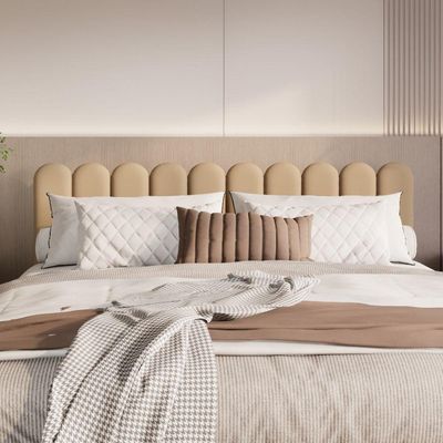 Cabeceira King Size Design Nuvem 45cm 10 Placas Em Suede Areia