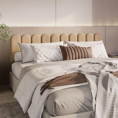Cabeceira King Size Design Nuvem 45cm 10 Placas Em Suede Areia