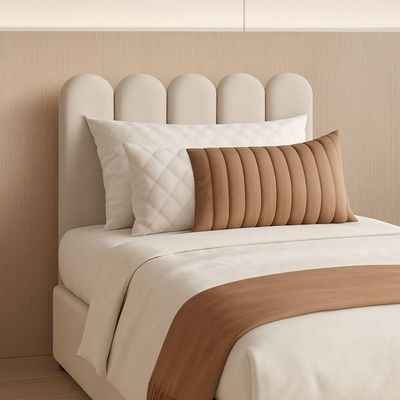 Cabeceira Nuvem Estofada Solteiro 5 Placas Em Suede 45x20cm Branco