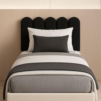 Cabeceira Nuvem Estofada Solteiro 5 Placas Em Suede 45x20cm Preto