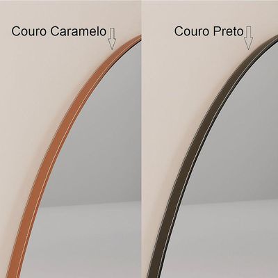Espelho Orgânico Moldura Couro 110x50cm 150x60cm 170x70cm Corpo Inteiro Quarto Sala 110cm x 50cm