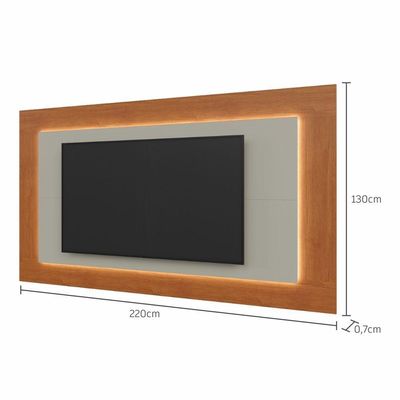 Painel Grécia Com Led 2,20 Para Tv Até 65 Polegadas Mavaular Off White-naturale