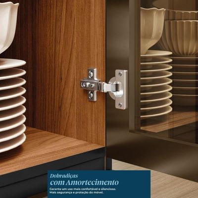 Cozinha Modulada Proença 5 Peças Com Aéreo 80cm Nogueira Touch-carbono Prime Tx - Demartêz