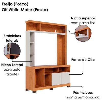 Estante Home Tv 50 Pol 2 Portas 137 Cm Elba Freijo Off White Matte Colibri