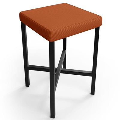 Kit 05 Banquetas Baixa Bar Cozinha Sala De Jantar Preto Stella L02 Tecido Terracota - Lyam Decor