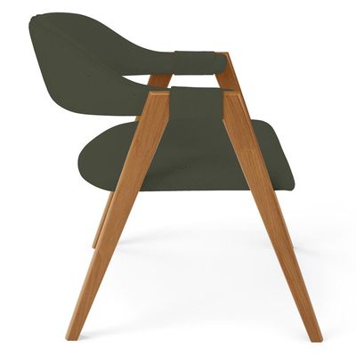 Cadeira de Jantar e Estar Living Estofada Nadja L02 Linho Verde Musgo - Lyam Decor