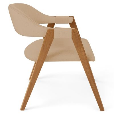 Cadeira de Jantar e Estar Living Estofada Nadja L02 Linho Bege Escuro - Lyam Decor