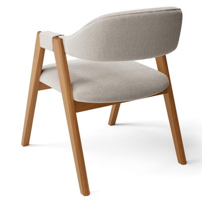 Cadeira de Jantar e Estar Living Estofada Nadja L02 Bouclê Creme - Lyam Decor