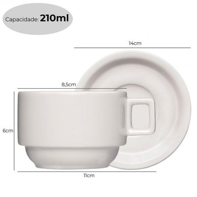 Aparelho de Jantar Porcelana Iguaçu com Xícara 30 Pçs Germer