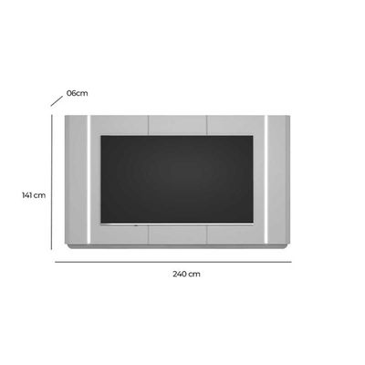 Painel Quarto P- Tv Até 75 Pol Santorini 239x141cm Tauari-off White Fosco - Linea Brasil