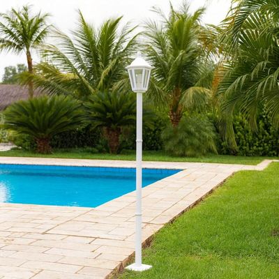 Poste de Jardim Luminária Externa Colonial 1,71m Branco Retrô Iluminação E27 Grego Dital