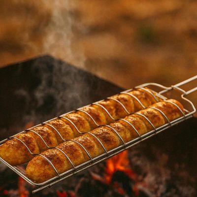 Grelha para Pães de Alho 74x15,5x3cm Churrasco Petiscos Arame de Aço Cromado Utimil