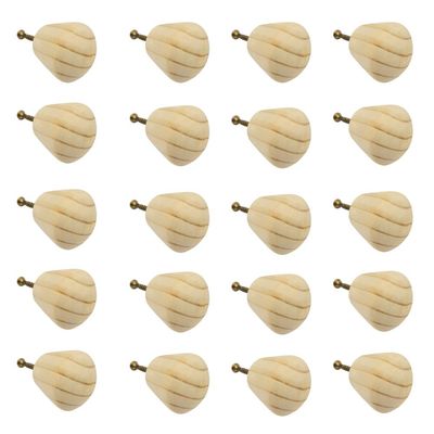 Kit 20 Puxadores de Madeira Redondos Para Móveis Gavetas Armários Modelo Luna