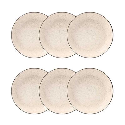 Jogo 6 Pratos Fundos Cerâmica Oxford Flat Duna 20,5 Cm: Minimalista