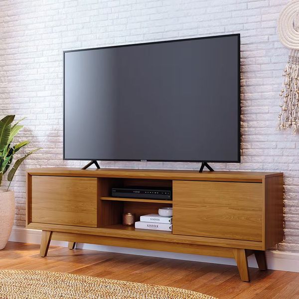 Estante Bancada Madetec Atlas 164cm TV 65 2 Portas Deslizantes MDP Madetec Caramelo