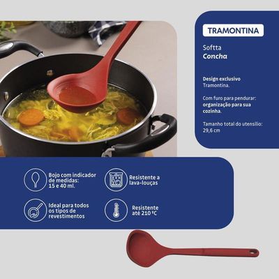 Concha Tramontina Softta Vermelho De Silicone