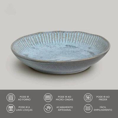 Conjunto com 6 Pratos Fundos Porto Brasil Linhas Breeze em Stoneware Azul