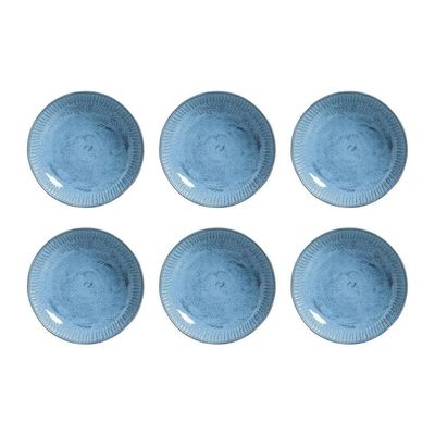 Conjunto com 6 Pratos Fundos Porto Brasil Linhas Breeze em Stoneware Azul