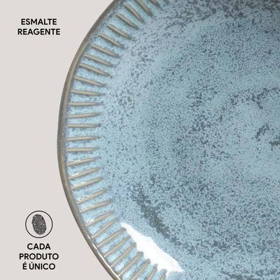 Conjunto com 6 Pratos Fundos Porto Brasil Linhas Breeze em Stoneware Azul