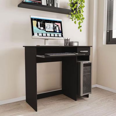 Escrivaninha Siena 2 Gavetas MDP Pintura UV Base Teclado Compacta Politorno Preto