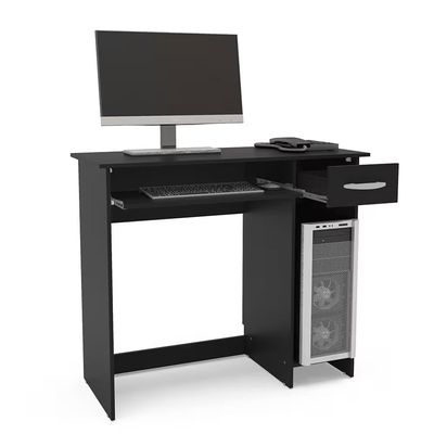 Escrivaninha Siena 2 Gavetas MDP Pintura UV Base Teclado Compacta Politorno Preto