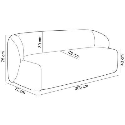 Sofá 3 Lugares Orgânico Para Sala De Estar Living 205cm Heidy F04 Veludo Verde - Lyam Decor
