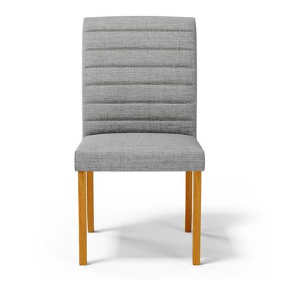 Kit 5 Cadeiras de Sala de Jantar Estofadas Veiga Madeira Maciça Linho Cinza G78 - Gran Belo
