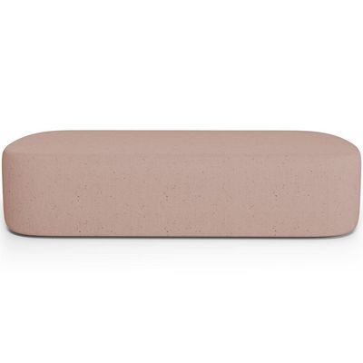 Cabeceira Cama Box King 195cm Lanna com Puff Recamier Doha W01  Linho Rosê - Lyam Decor