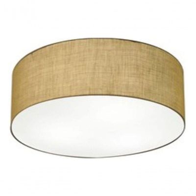 Plafon Cilíndrico Md-3019 Cúpula Em Tecido 80x15cm Palha - Bivolt