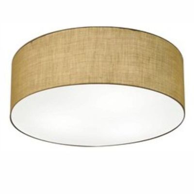 Plafon Cilíndrico Md-3019 Cúpula Em Tecido 80x15cm Palha - Bivolt