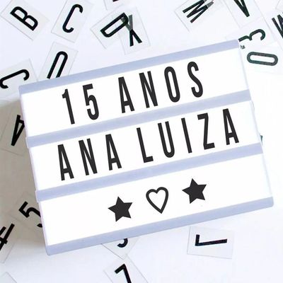 Letreiro Quadro Led Painel Cinema A4 96 Letras Branco