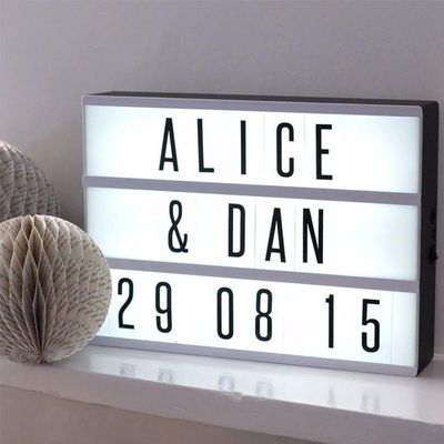Letreiro Quadro Led Painel Cinema A4 96 Letras Branco
