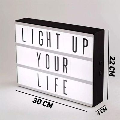 Letreiro Quadro Led Painel Cinema A4 96 Letras Branco