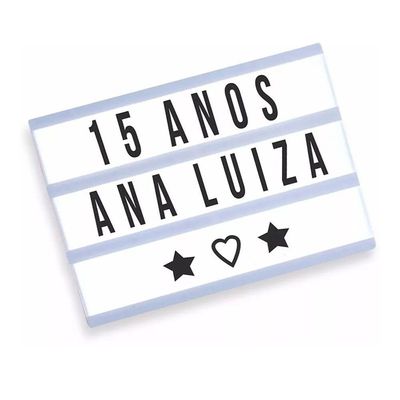 Letreiro Quadro Led Painel Cinema A4 96 Letras Branco