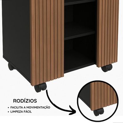 Gabinete Premium Movelove Organizador Retrô Para Banheiro Preto Ripado Preto Ripado