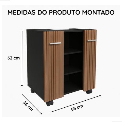 Gabinete Premium Movelove Organizador Retrô Para Banheiro Preto Ripado Preto Ripado