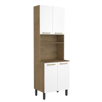 Cozinha Compacta 4 Portas 1 Prateleira Branco Axé Bertolini Branco/carvalho