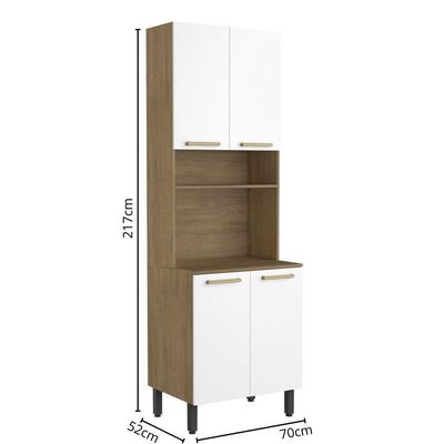 Cozinha Compacta 4 Portas 1 Prateleira Branco Axé Bertolini Branco/carvalho