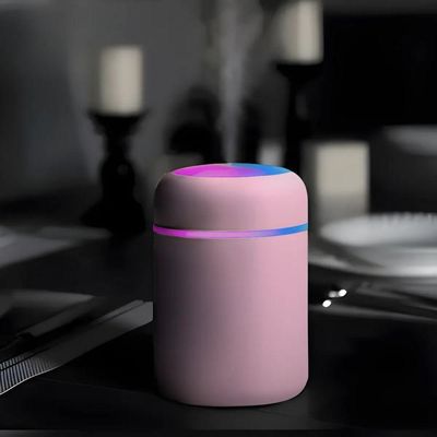 Umidificador Portátil Ultrassônico Com Luminária Led – Compacto, Silencioso E Multifuncional - Rosa