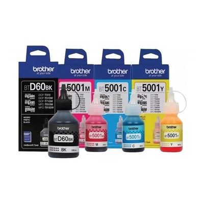Kit 4 Refil De Tinta Brother D60 / 5001 Original 4x Cores Para Mfc-t800w Btd60bk E Bt5001