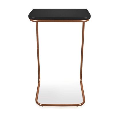 Mesa Lateral Tampo Multiuso P/ Sofá Base Bronze Preto