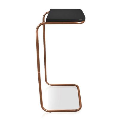 Mesa Lateral Tampo Multiuso P/ Sofá Base Bronze Preto