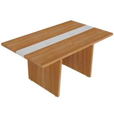 Mesa De Reunião Para Escritório Com 02 Tomadas 179cm Unik A02 Freijó Branco - Lyam Decor