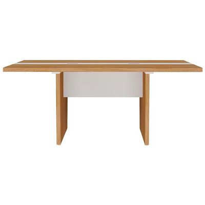 Mesa De Reunião Para Escritório Com 02 Tomadas 179cm Unik A02 Freijó Branco - Lyam Decor